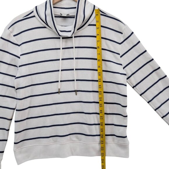 J.CREW Funnelneck Cloudspun Fleece Sweatshirt Womens White Navy Stripe LS Size S - Picture 5 of 8